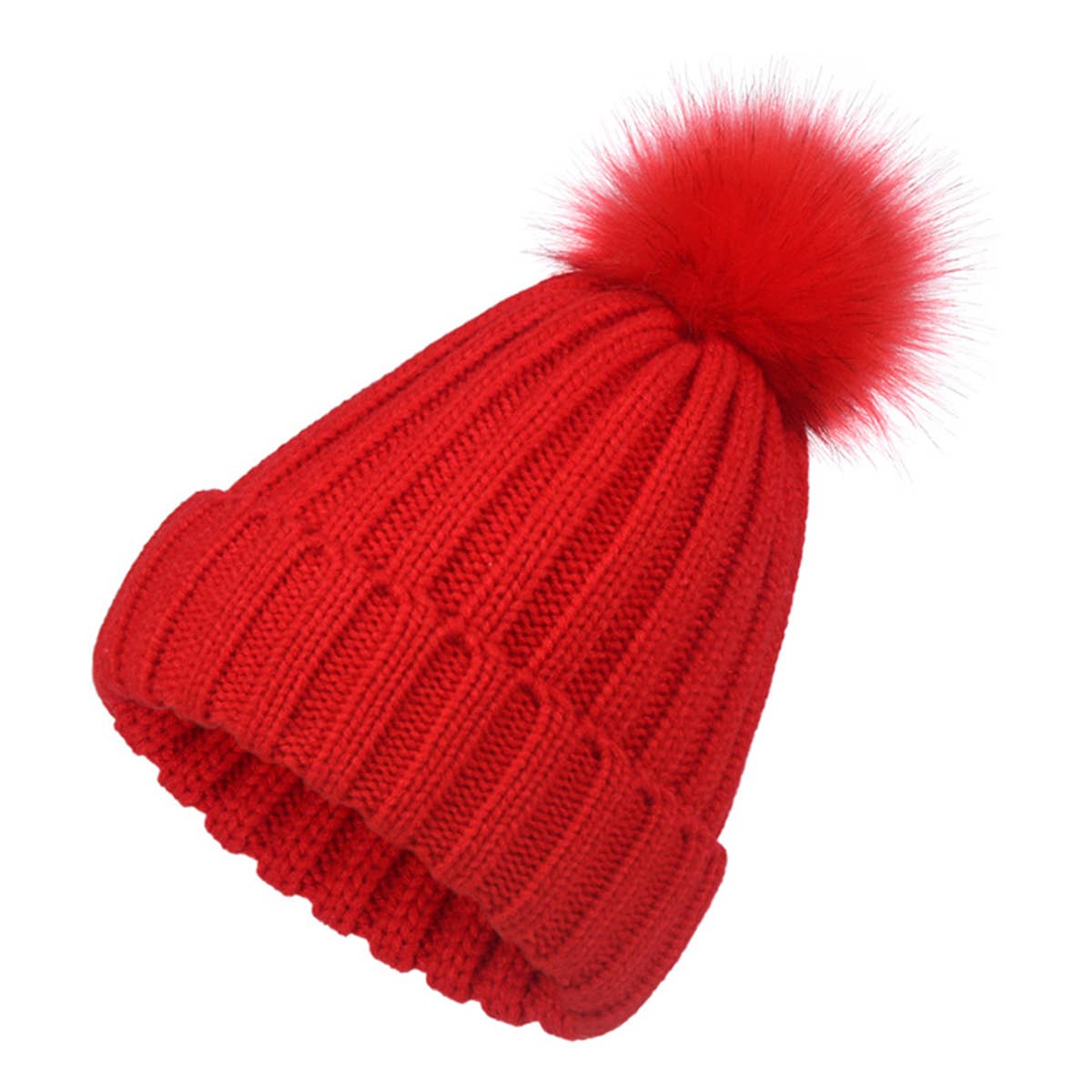 ACCITY FLUFFY BALL SIMPLE BASIC KNIT BEANIE_CWAH331: Black / (OS) 1